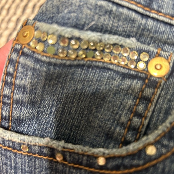 Venezia Blue Denim Mini Skirt with Gold Accents - Picture 7 of 7